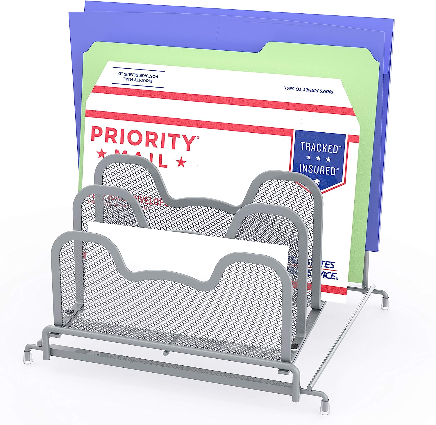 SimpleHouseware Desk 5 Sections Step File Sorter Organizer, Black - Image 3